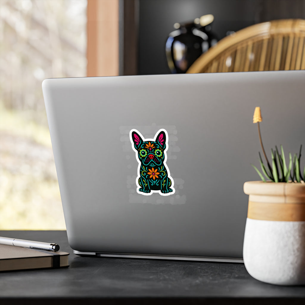 Sugar Skull French Bulldog Sticker | Kiss-Cut Vinyl Decal