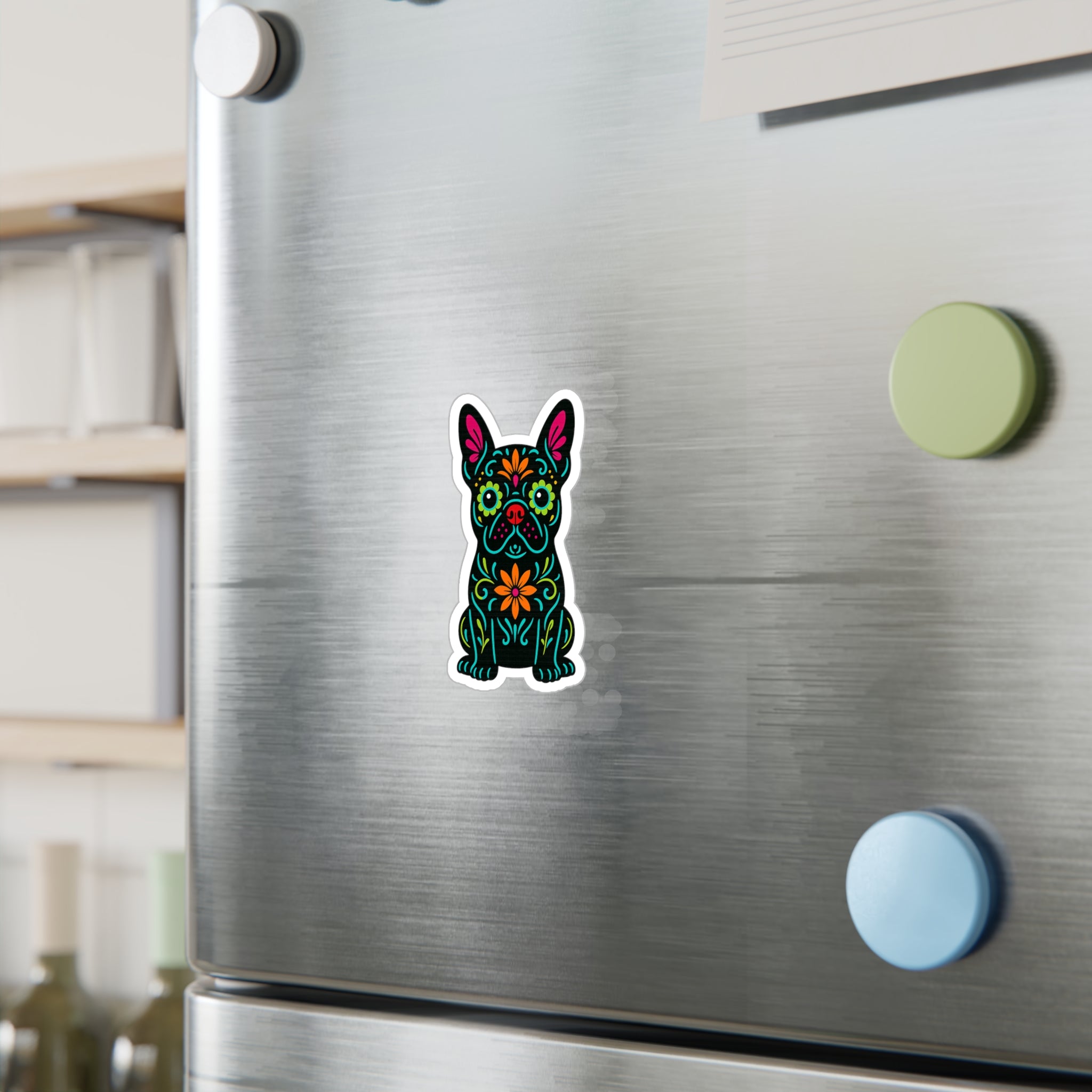 Sugar Skull French Bulldog Sticker | Kiss-Cut Vinyl Decal