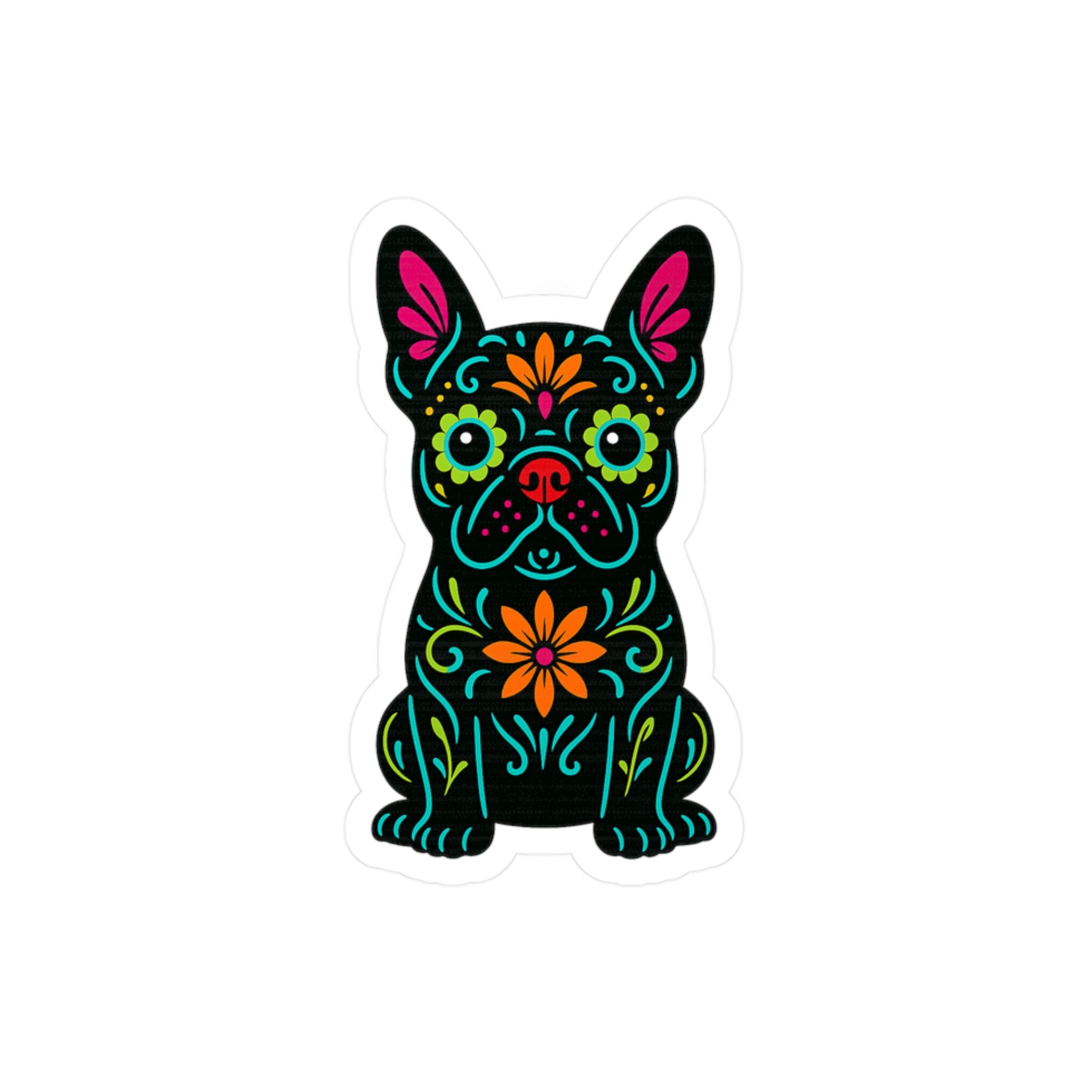 Sugar Skull French Bulldog Sticker | Kiss-Cut Vinyl Decal