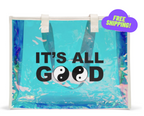 Holographic Beach Tote Bag — "It's All Good" Yin Yang Clear Carryall