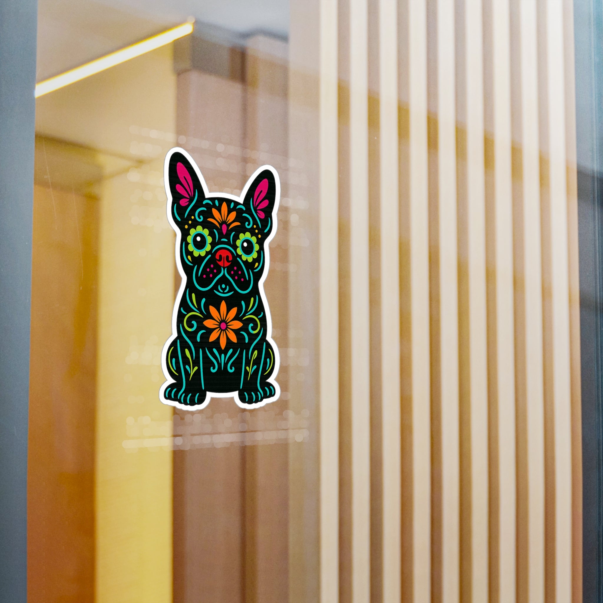 Sugar Skull French Bulldog Sticker | Kiss-Cut Vinyl Decal